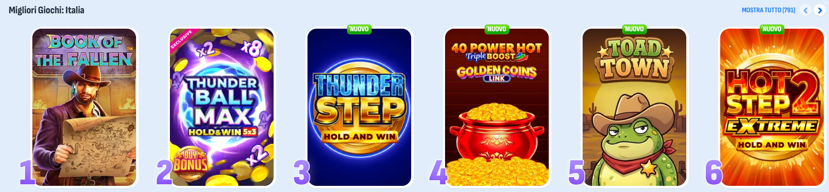 Catalogo dei giochi del casinò Nomini